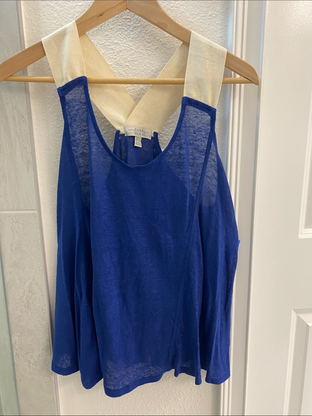 Zara Royal Blue Tank with Cream Contrast Straps